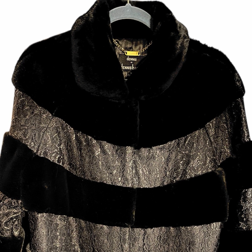Vintage Dennis Basso Faux Fur and Lace Glamour Coat - Picture 3 of 5